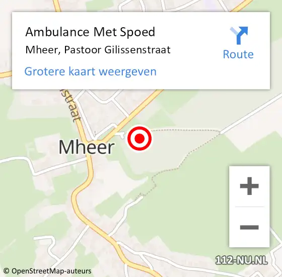 Locatie op kaart van de 112 melding: Ambulance Met Spoed Naar Mheer, Pastoor Gilissenstraat op 15 december 2014 14:35