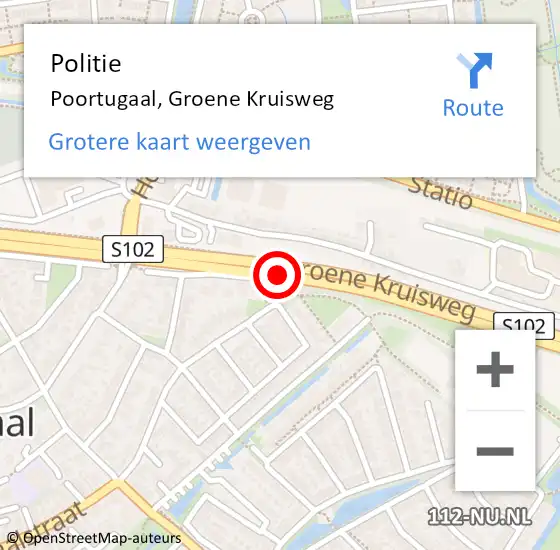 Locatie op kaart van de 112 melding: Politie Poortugaal, Groene Kruisweg op 15 december 2014 14:38