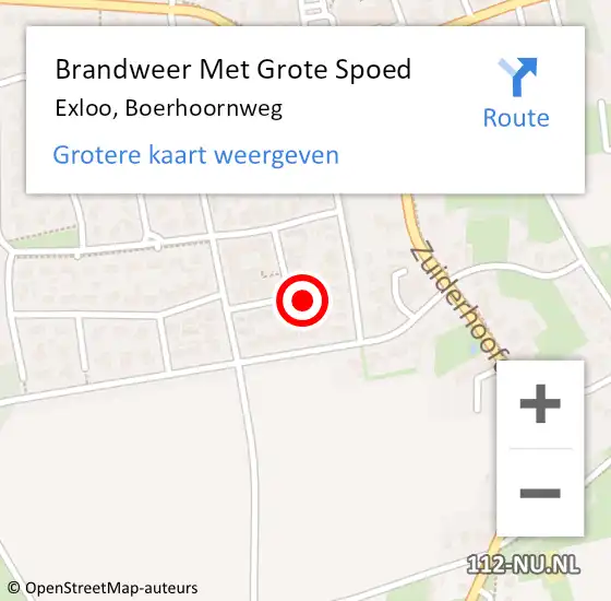 Locatie op kaart van de 112 melding: Brandweer Met Grote Spoed Naar Exloo, Boerhoornweg op 15 december 2014 14:54