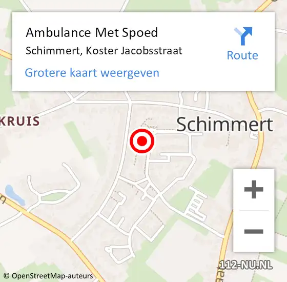 Locatie op kaart van de 112 melding: Ambulance Met Spoed Naar Schimmert, Koster Jacobsstraat op 15 december 2014 15:01