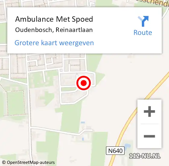 Locatie op kaart van de 112 melding: Ambulance Met Spoed Naar Oudenbosch, Reinaartlaan op 15 december 2014 15:08