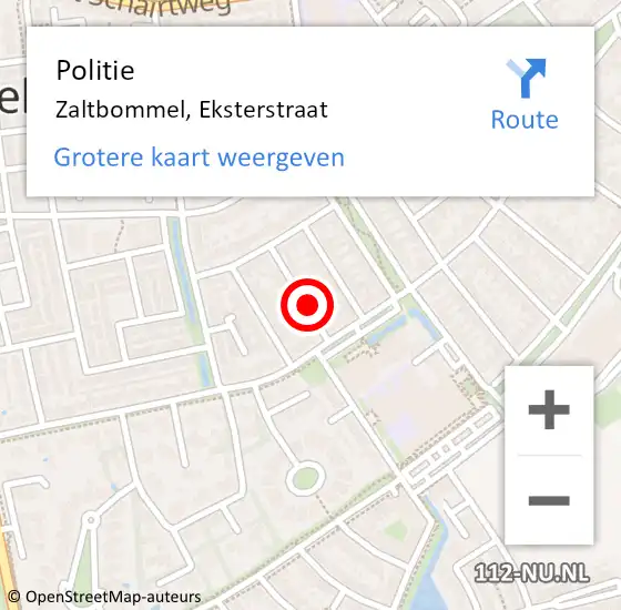 Locatie op kaart van de 112 melding: Politie Zaltbommel, Eksterstraat op 15 december 2014 15:46