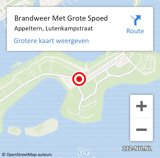 Locatie op kaart van de 112 melding: Brandweer Met Grote Spoed Naar Appeltern, Lutenkampstraat op 15 december 2014 16:38