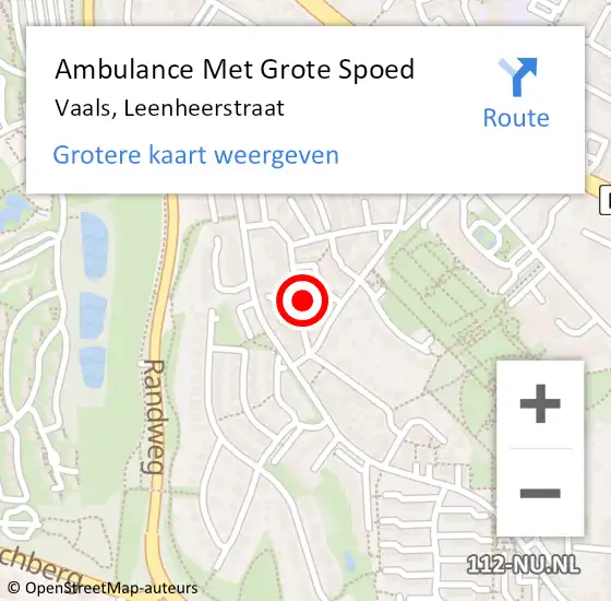 Locatie op kaart van de 112 melding: Ambulance Met Grote Spoed Naar Vaals, Leenheerstraat op 24 oktober 2013 12:42