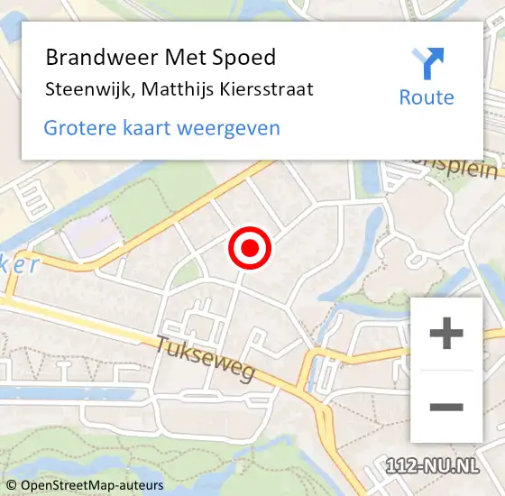 Locatie op kaart van de 112 melding: Brandweer Met Spoed Naar Steenwijk, Matthijs Kiersstraat op 15 december 2014 18:02