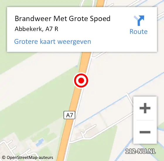 Locatie op kaart van de 112 melding: Brandweer Met Grote Spoed Naar Abbekerk, A7 R hectometerpaal: 41,0 op 15 december 2014 18:10