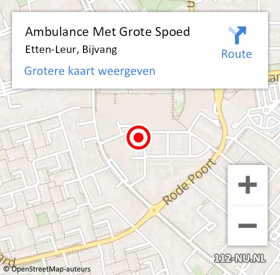 Locatie op kaart van de 112 melding: Ambulance Met Grote Spoed Naar Etten-Leur, Bijvang op 15 december 2014 18:31