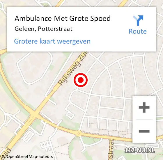 Locatie op kaart van de 112 melding: Ambulance Met Grote Spoed Naar Geleen, Potterstraat op 15 december 2014 18:49