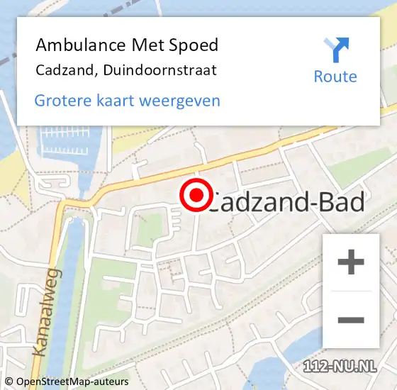 Locatie op kaart van de 112 melding: Ambulance Met Spoed Naar Cadzand, Duindoornstraat op 24 oktober 2013 12:46