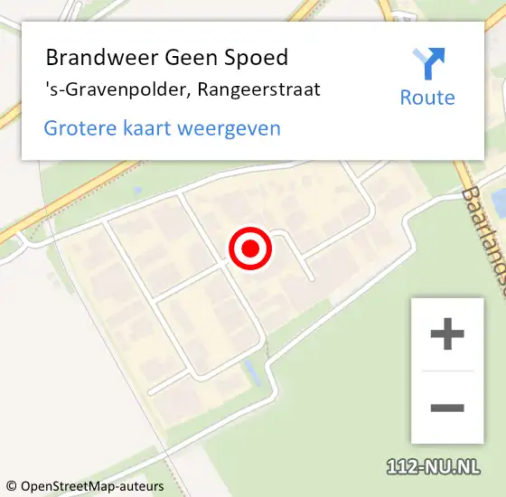 Locatie op kaart van de 112 melding: Brandweer Geen Spoed Naar 's-Gravenpolder, Rangeerstraat op 15 december 2014 19:47