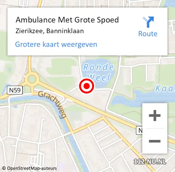 Locatie op kaart van de 112 melding: Ambulance Met Grote Spoed Naar Zierikzee, Banninklaan op 15 december 2014 20:24