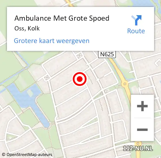 Locatie op kaart van de 112 melding: Ambulance Met Grote Spoed Naar Oss, Kolk op 15 december 2014 22:04