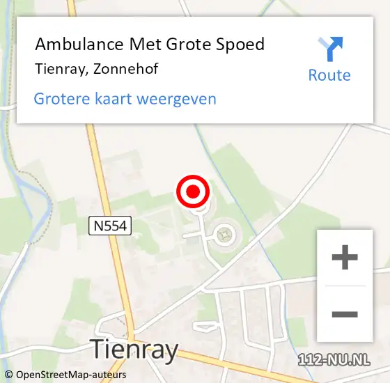 Locatie op kaart van de 112 melding: Ambulance Met Grote Spoed Naar Tienray, Zonnehof op 15 december 2014 22:14