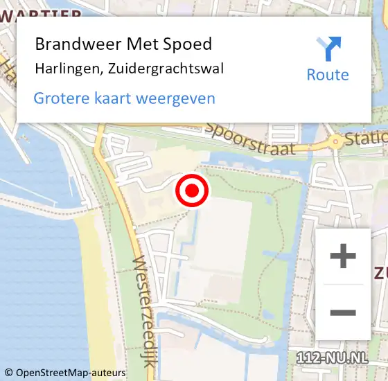 Locatie op kaart van de 112 melding: Brandweer Met Spoed Naar Harlingen, Zuidergrachtswal op 15 december 2014 23:31