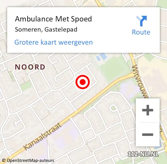 Locatie op kaart van de 112 melding: Ambulance Met Spoed Naar Someren, Gastelepad op 15 december 2014 23:45