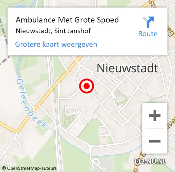 Locatie op kaart van de 112 melding: Ambulance Met Grote Spoed Naar Nieuwstadt, Sint Janshof op 16 december 2014 00:10