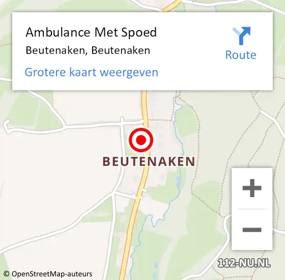 Locatie op kaart van de 112 melding: Ambulance Met Spoed Naar Beutenaken, Beutenaken op 16 december 2014 00:26