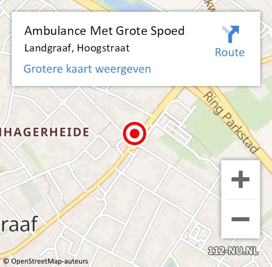 Locatie op kaart van de 112 melding: Ambulance Met Grote Spoed Naar Landgraaf, Hoogstraat op 16 december 2014 00:29