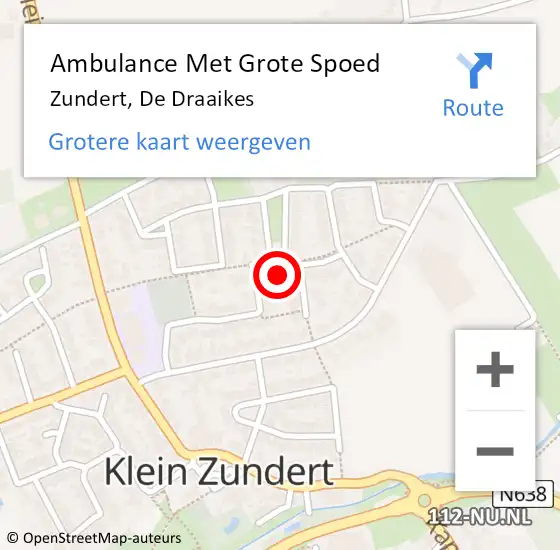 Locatie op kaart van de 112 melding: Ambulance Met Grote Spoed Naar Zundert, De Draaikes op 16 december 2014 00:34