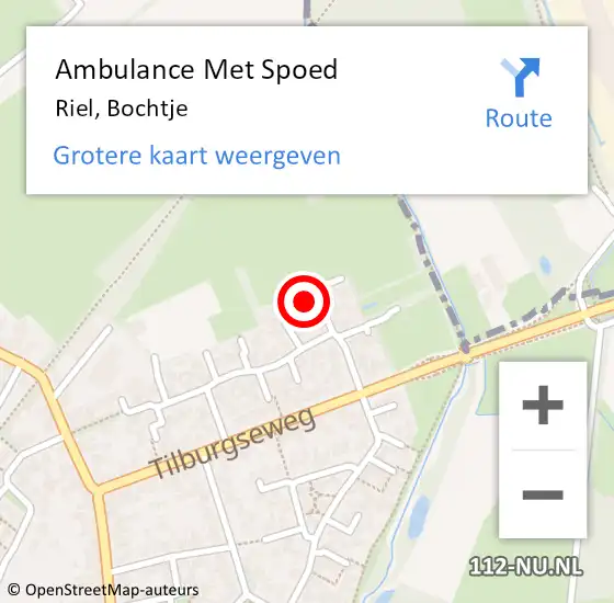 Locatie op kaart van de 112 melding: Ambulance Met Spoed Naar Riel, Bochtje op 16 december 2014 01:05