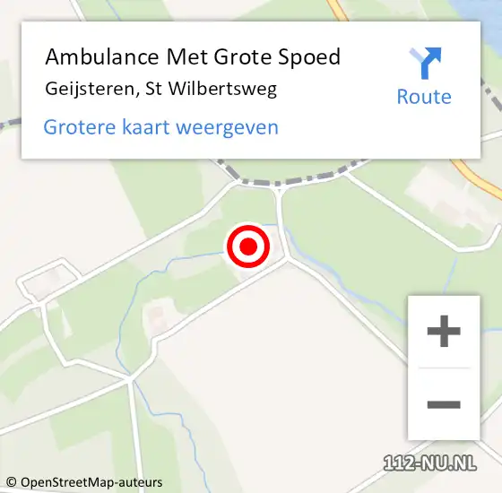 Locatie op kaart van de 112 melding: Ambulance Met Grote Spoed Naar Geijsteren, St Wilbertsweg op 16 december 2014 02:08