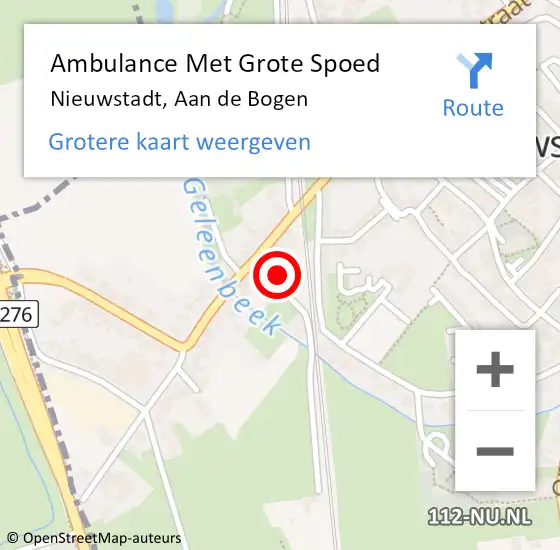 Locatie op kaart van de 112 melding: Ambulance Met Grote Spoed Naar Nieuwstadt, Aan de Bogen op 24 oktober 2013 13:20