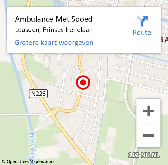 Locatie op kaart van de 112 melding: Ambulance Met Spoed Naar Leusden, Prinses Irenelaan op 16 december 2014 06:37