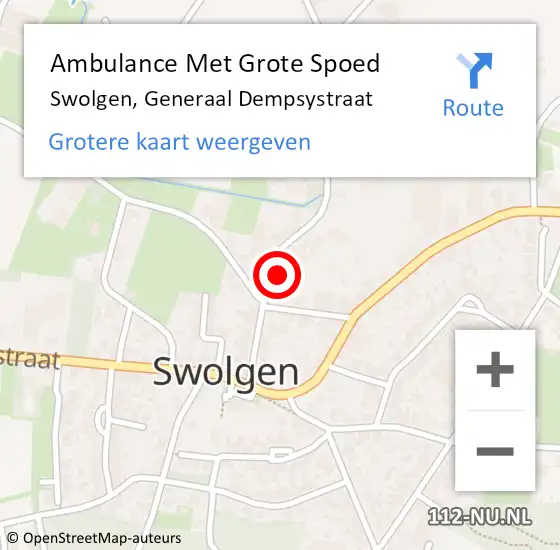 Locatie op kaart van de 112 melding: Ambulance Met Grote Spoed Naar Swolgen, Generaal Dempsystraat op 16 december 2014 07:03