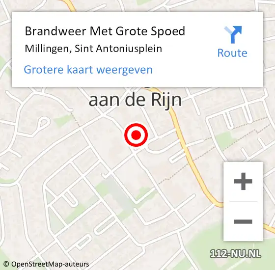 Locatie op kaart van de 112 melding: Brandweer Met Grote Spoed Naar Millingen, Sint Antoniusplein op 16 december 2014 07:32