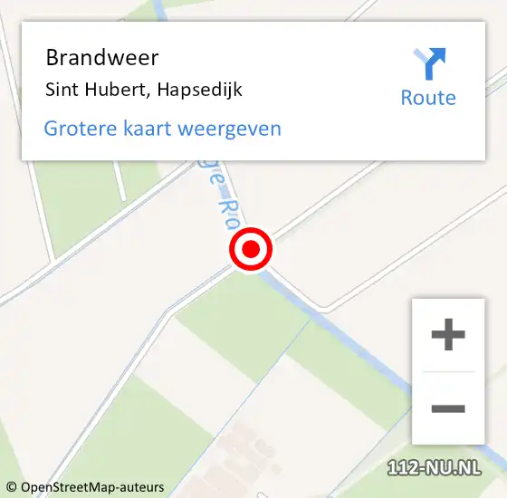 Locatie op kaart van de 112 melding: Brandweer Sint Hubert, Hapsedijk op 16 december 2014 07:44