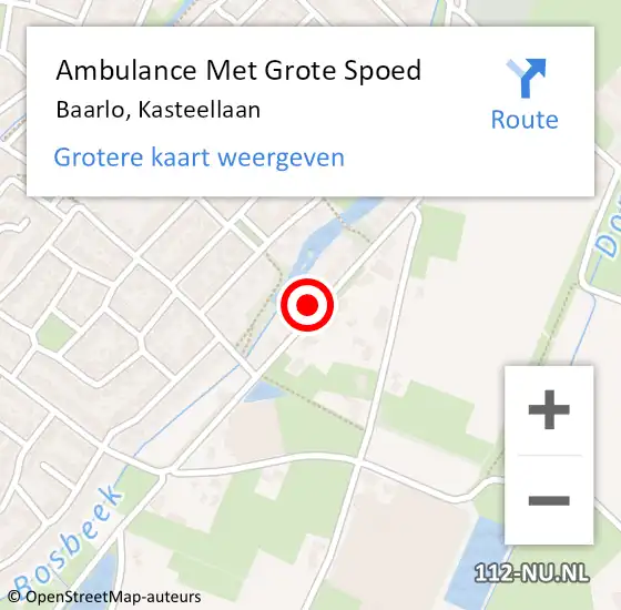 Locatie op kaart van de 112 melding: Ambulance Met Grote Spoed Naar Baarlo, Kasteellaan op 16 december 2014 08:23