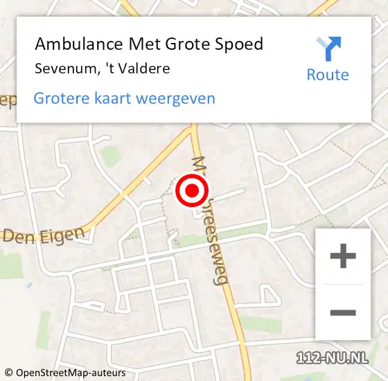 Locatie op kaart van de 112 melding: Ambulance Met Grote Spoed Naar Sevenum, 't Valdere op 16 december 2014 08:23