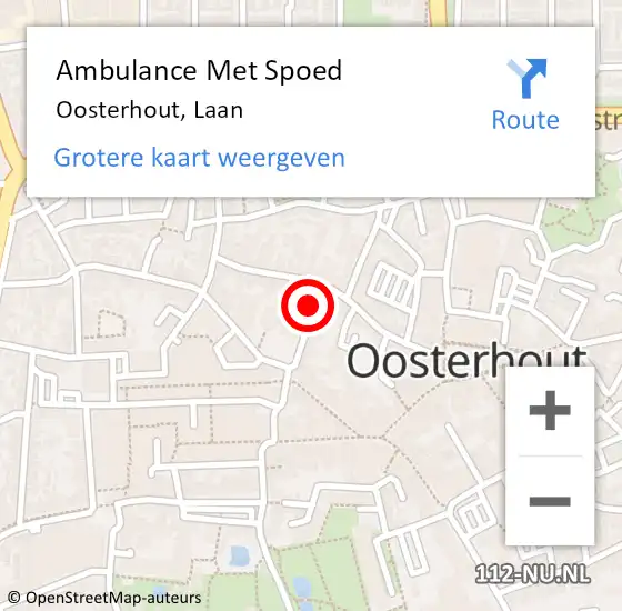 Locatie op kaart van de 112 melding: Ambulance Met Spoed Naar Oosterhout, Laan op 16 december 2014 08:56