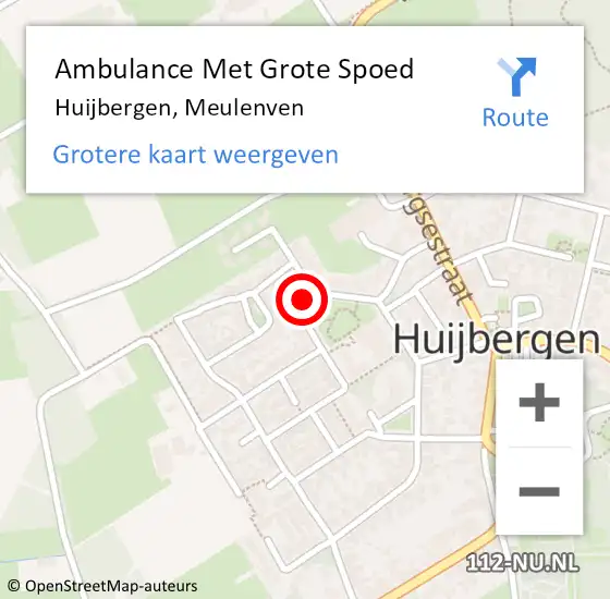 Locatie op kaart van de 112 melding: Ambulance Met Grote Spoed Naar Huijbergen, Meulenven op 16 december 2014 09:02