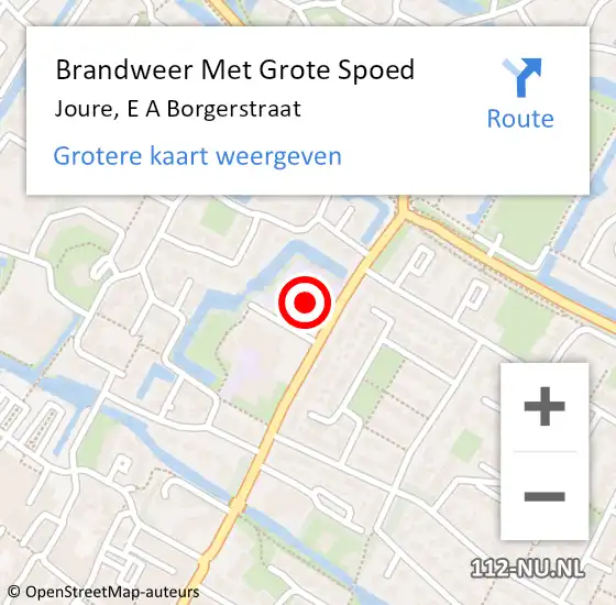 Locatie op kaart van de 112 melding: Brandweer Met Grote Spoed Naar Joure, E A Borgerstraat op 16 december 2014 09:28