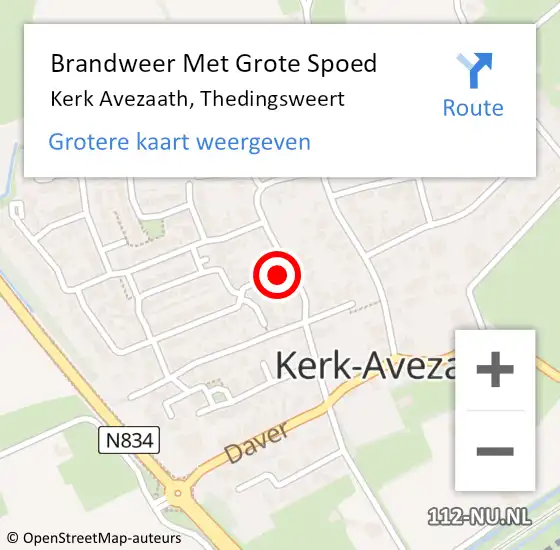 Locatie op kaart van de 112 melding: Brandweer Met Grote Spoed Naar Kerk Avezaath, Thedingsweert op 16 december 2014 09:33