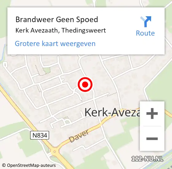 Locatie op kaart van de 112 melding: Brandweer Geen Spoed Naar Kerk Avezaath, Thedingsweert op 16 december 2014 09:34