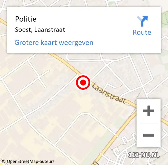 Locatie op kaart van de 112 melding: Politie Soest, Laanstraat op 24 oktober 2013 13:36