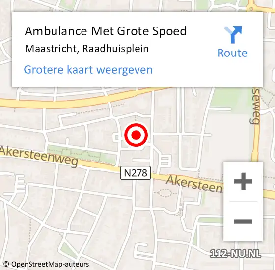 Locatie op kaart van de 112 melding: Ambulance Met Grote Spoed Naar Maastricht, Raadhuisplein op 16 december 2014 10:43