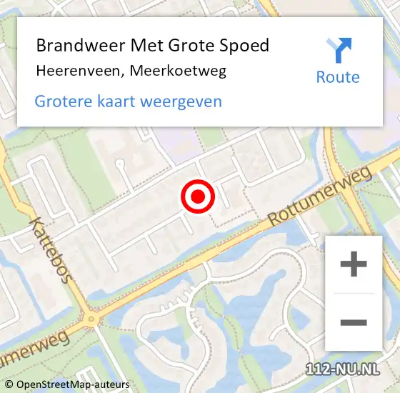 Locatie op kaart van de 112 melding: Brandweer Met Grote Spoed Naar Heerenveen, Meerkoetweg op 24 oktober 2013 13:37