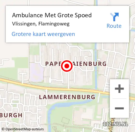 Locatie op kaart van de 112 melding: Ambulance Met Grote Spoed Naar Vlissingen, Flamingoweg op 16 december 2014 11:27