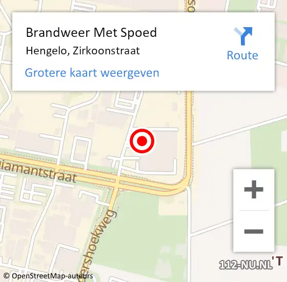 Locatie op kaart van de 112 melding: Brandweer Met Spoed Naar Hengelo, Zirkoonstraat op 16 december 2014 11:35