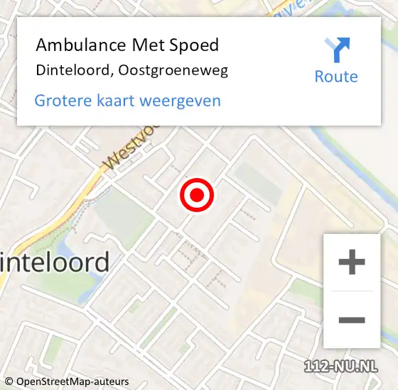 Locatie op kaart van de 112 melding: Ambulance Met Spoed Naar Dinteloord, Oostgroeneweg op 16 december 2014 11:42