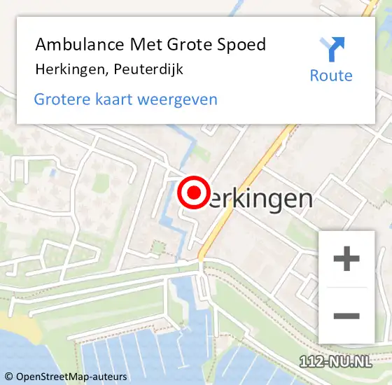 Locatie op kaart van de 112 melding: Ambulance Met Grote Spoed Naar Herkingen, Peuterdijk op 16 december 2014 11:58