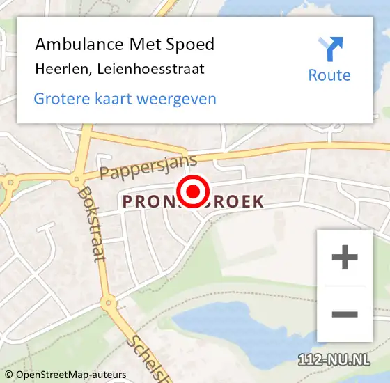 Locatie op kaart van de 112 melding: Ambulance Met Spoed Naar Heerlen, Leienhoesstraat op 16 december 2014 12:50