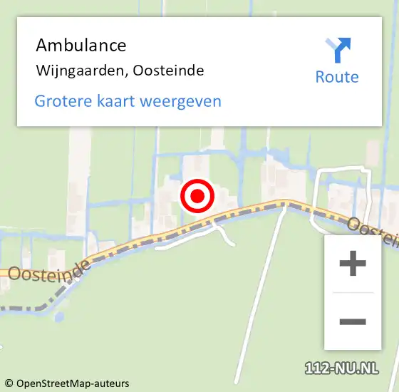 Locatie op kaart van de 112 melding: Ambulance Wijngaarden, Oosteinde op 10 september 2013 15:38