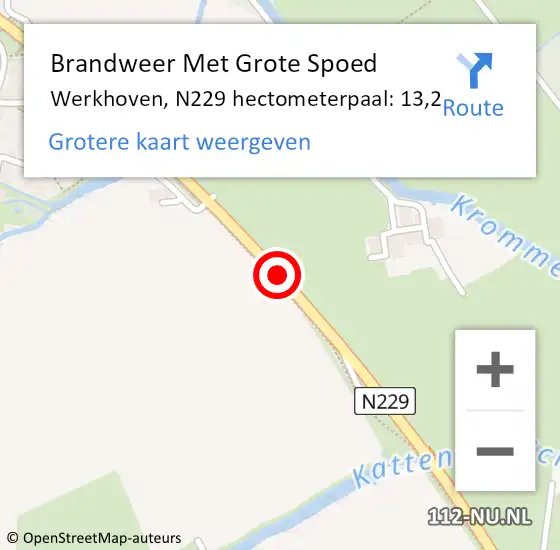 Locatie op kaart van de 112 melding: Brandweer Met Grote Spoed Naar Werkhoven, N229 hectometerpaal: 13,2 op 16 december 2014 13:56