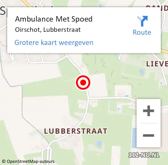 Locatie op kaart van de 112 melding: Ambulance Met Spoed Naar Oirschot, Lubberstraat op 16 december 2014 14:00