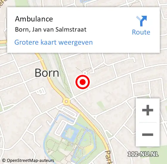 Locatie op kaart van de 112 melding: Ambulance Born, Jan van Salmstraat op 16 december 2014 14:16