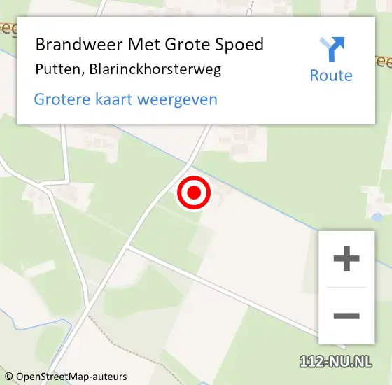 Locatie op kaart van de 112 melding: Brandweer Met Grote Spoed Naar Putten, Blarinckhorsterweg op 16 december 2014 14:49